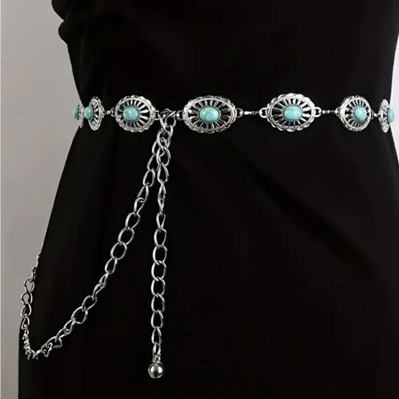 Vintage Style Silver Small Concho Chain Belt main image 5